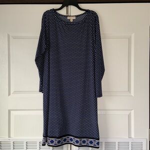 Michael Kors Sheath Dress Size 2X Black/Blue Circle Print.